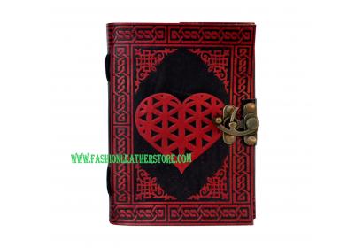 Celtic Book Of Shadows Heart Handmade Wicca Leather Bound LOVE Heart With Back Side Tree Journal Pagan 